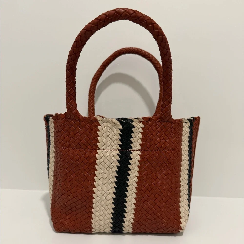 NEW Madewell The Handwoven Mini Tote leather in Dusty Redwood Multi NV808 $158 - Picture 7 of 11